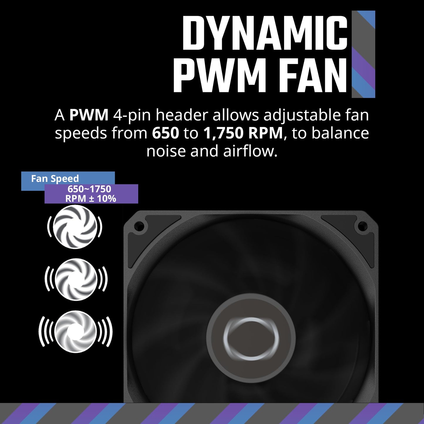Cooler Master MF120 Lite Black Case|Liquid Cooler|Air Cooler Fan, 120mm Fan, Dynamic PWM 1,750 RPM, Air Balance Blades, Hybrid | PBT Frame