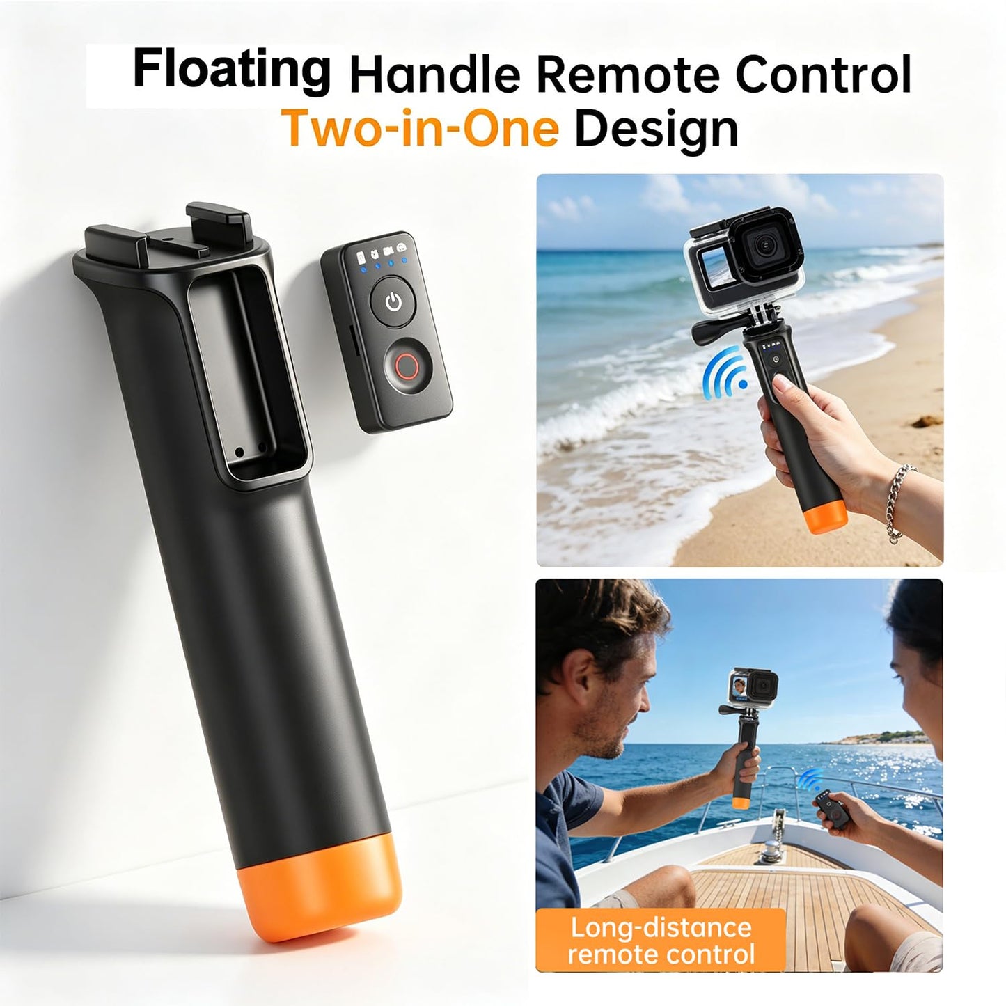 Suptig Floating Selfie Stick with Remote Control, Floating Handle Grip, Remote Handle Stick Compatible for GoPro 13/12/11/10/9/8, DJI Action 6/5 Pro