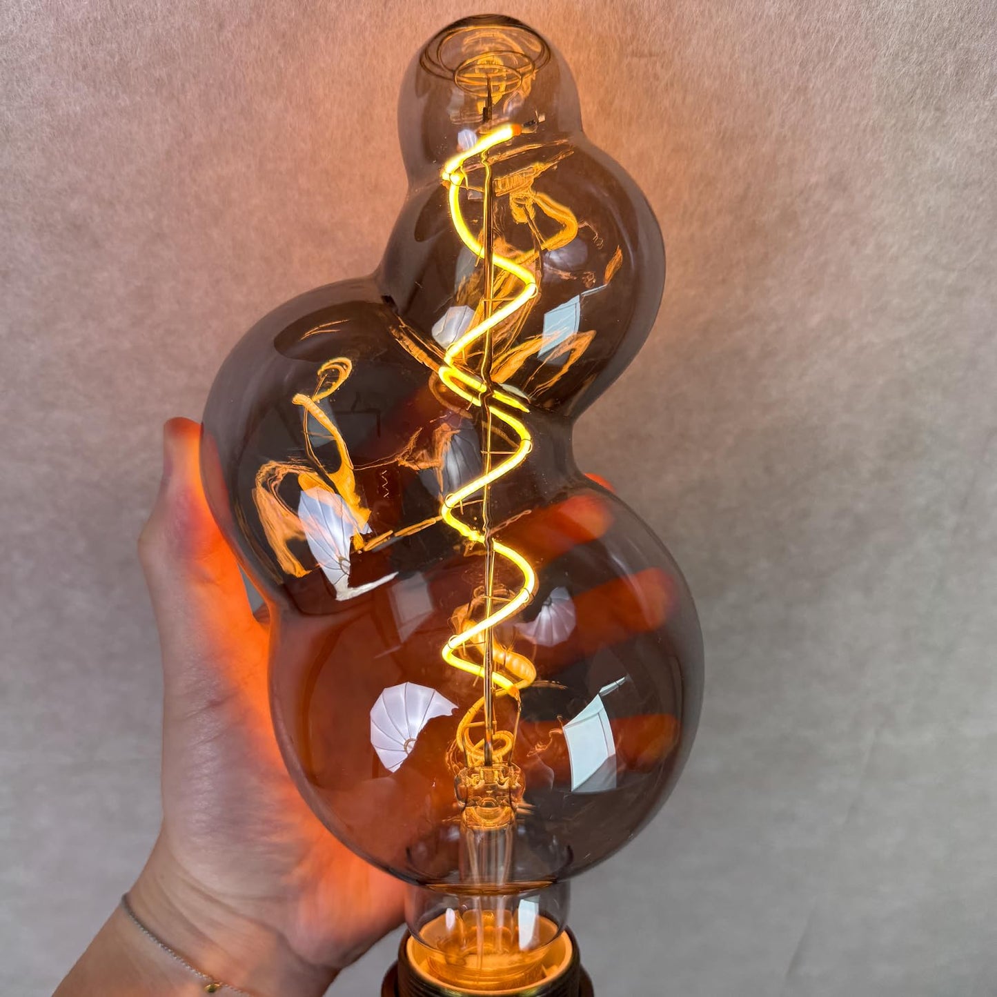 BollyLite G40 LED Edison Bulb, Smoke Gray Hand-Blown Hard Glass, 4W (25W Incandescent Equivalent), 110-130V, E26, 2000K Warm Yellow Light, 200LM