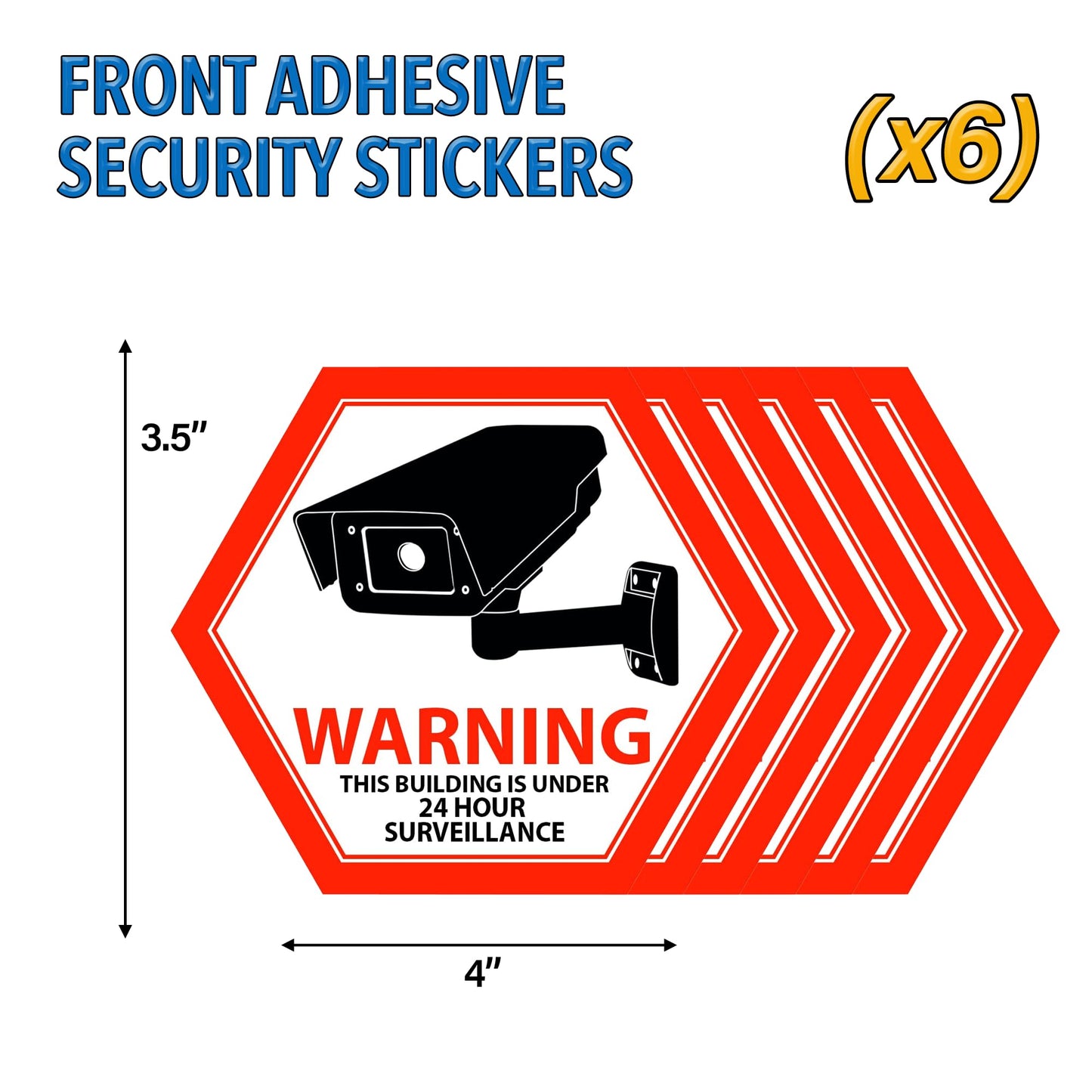 Mandala Crafts Front Adhesive Security Camera Stickers Signs Video Surveillance CCTV Stickers - 6 Indoor Outdoor on Camera Decals for Windows, Doors
