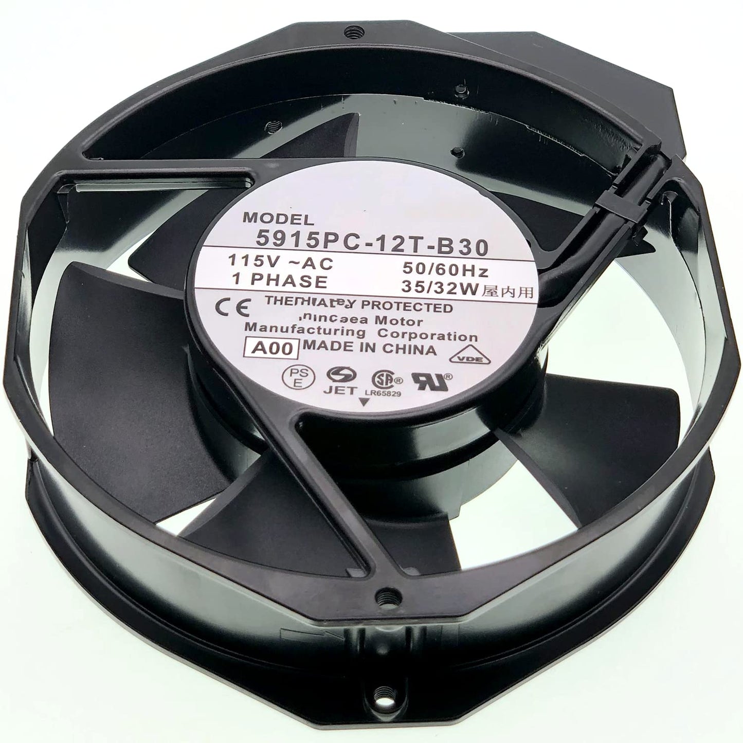 5915PC-12T-B30 115V Cooling Fan, 35/32W 172×150×38MM Metal high Temperature Resistant Fan Enclosure Power Fan 50/60Hz