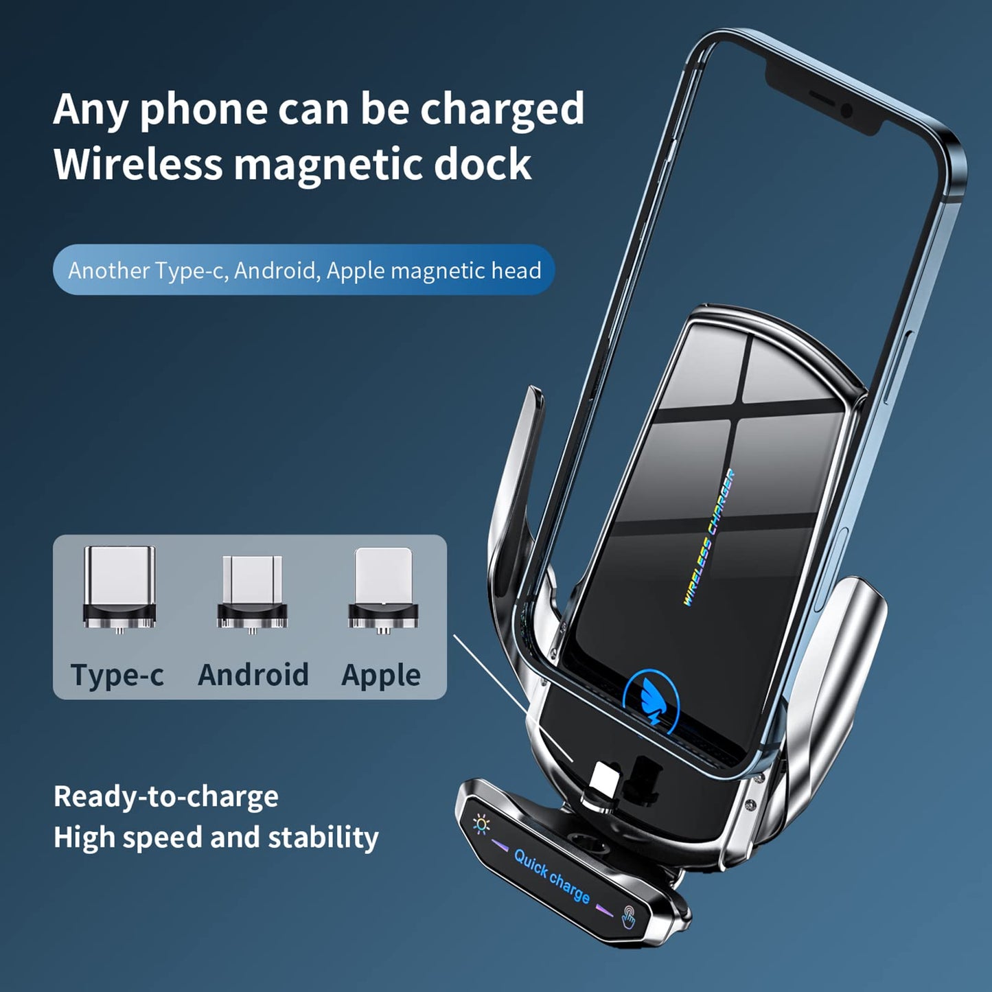 Wireless Car Charger Mount 15W Fast Charging Auto Clamping Automotive Electric Induction Car Phone Holder Mount Car Wireless Charger Air Vent Car