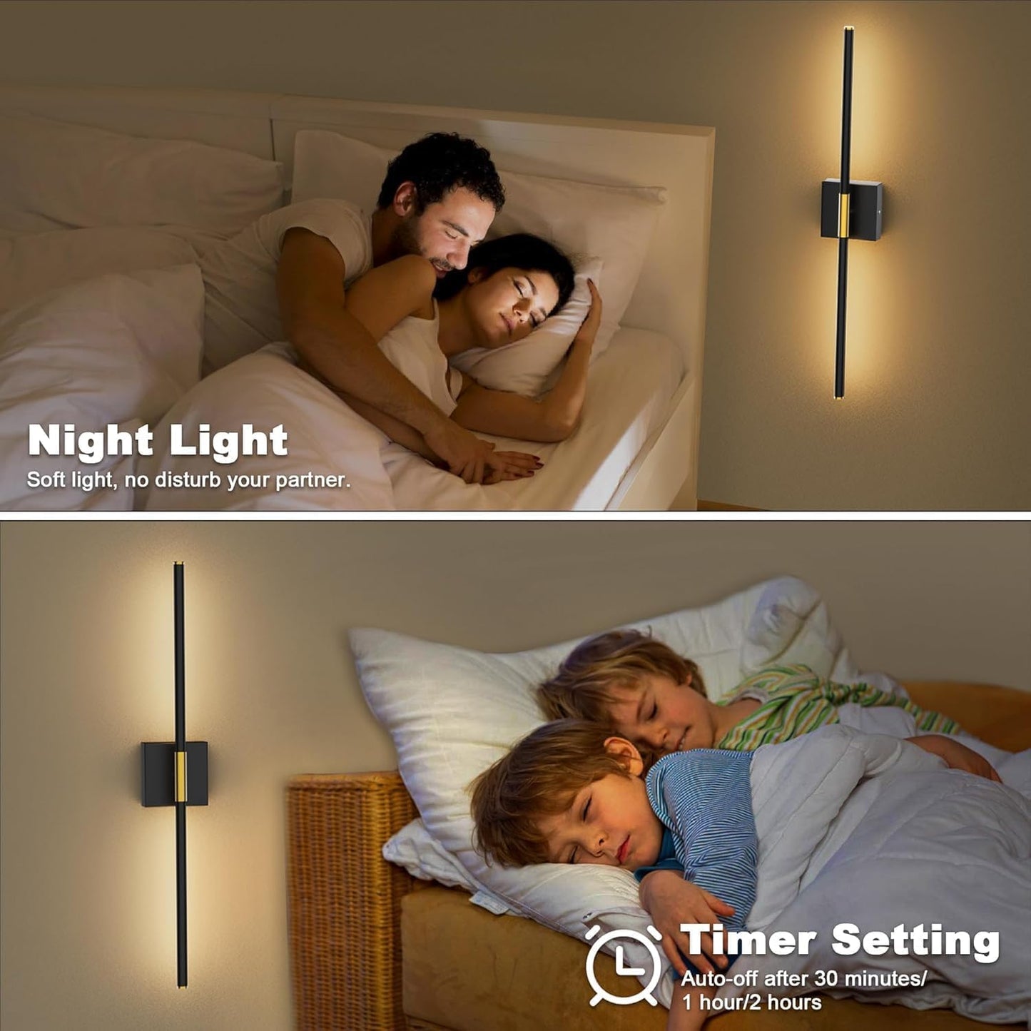 SAIMAND Wall Sconces Set of 2 Battery Operated, Wireless USB Rechargeable Wall Lights with Remote Control, 360° Rotation, 8000mAh LED Dimmable Picture