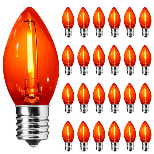 SOTOPOO Orange E12 LED Bulb, 25 Pack C7 Orange Light Bulbs, C7 LED Replacement Bulbs for Fall Halloween Thanksgiving Christmas Indoor Outdoor String