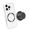 FAB POPS Magnetic Cell Phone Grip, Expanding Landscape Kickstand, Snap-On Magnetic Attachment, Universal Adhesive Adapter Ring Included, Removable