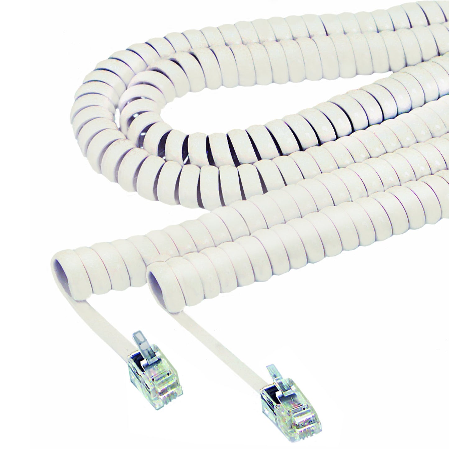 Softalk Coiled Phone Cord, Plug/Plug, 25 ft, Ivory