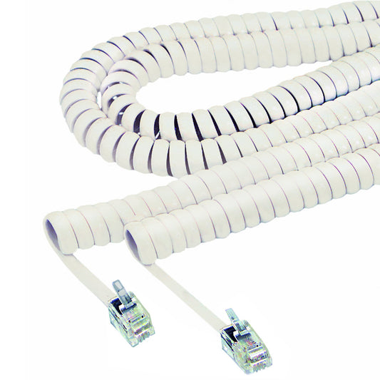 Softalk Coiled Phone Cord, Plug/Plug, 25 ft, Ivory