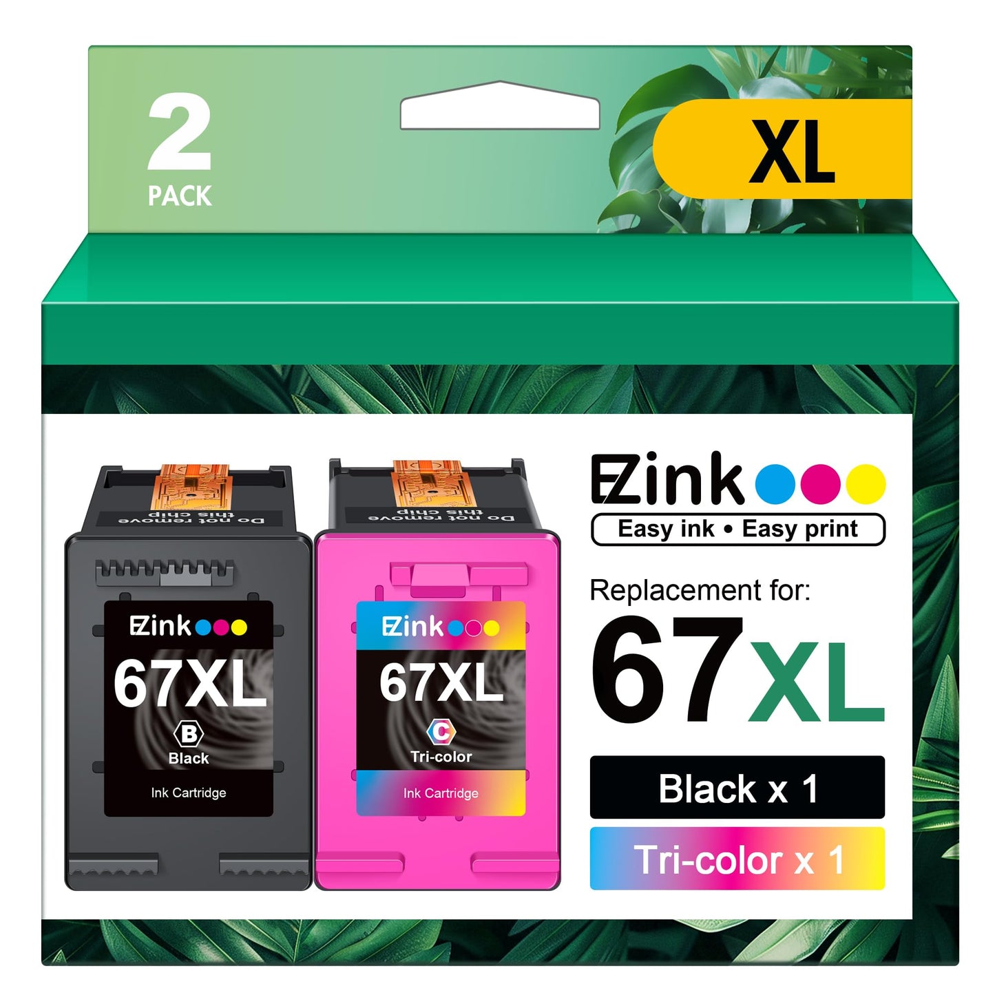 E-Z Ink 67XL Printer Ink Remanufactured for Ink 67 67XL Ink Cartridges Black Color Combo Pack for DeskJet 2700 2755e Printer