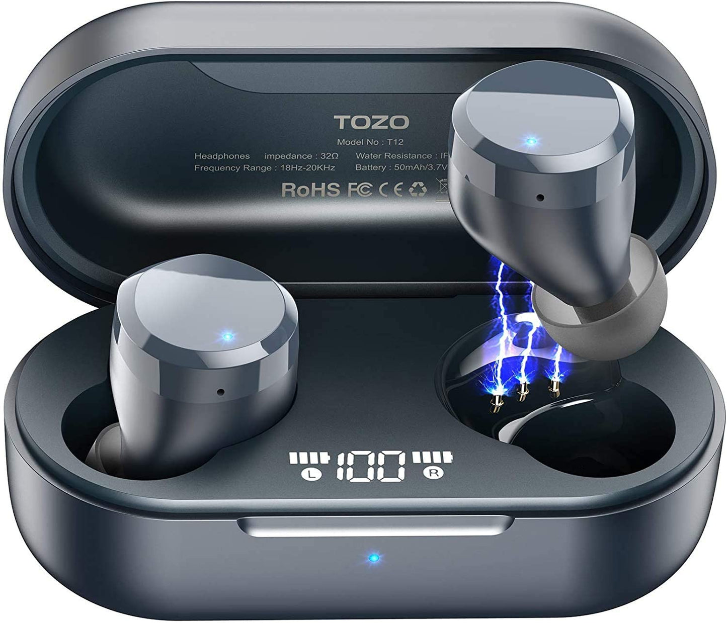 TOZO T12 Wireless Earbuds Bluetooth 5.3, Premium Sound, LED Digital Display