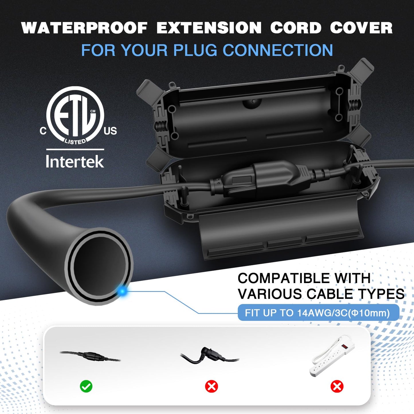 Flemoon [3 Pack] Outdoor Extension Cord Safety Cover with Waterproof Seal, Weatherproof Electrical Connection Box to Protect Outdoor Outlet, Plug