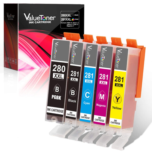 Valuetoner Compatible Ink Cartridge Replacement for Canon PGI-280XXL CLI-281XXL PGI 280 XXL CLI 281 XXL for PIXMA TR8520 TS6120 TS6220 TS9120 TR7520