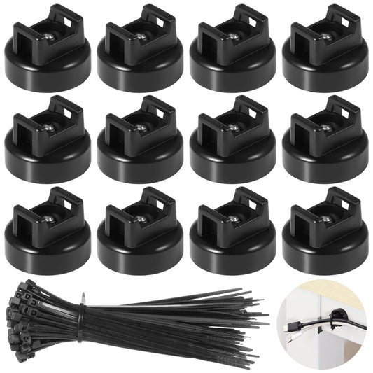Magnetic Cable Zip Tie Mounts, 50 Pcs Magnets with 200 Pcs Cable Zip Ties, Multipurpose Magnetic Cable Holder for Cable Management, Wire Management