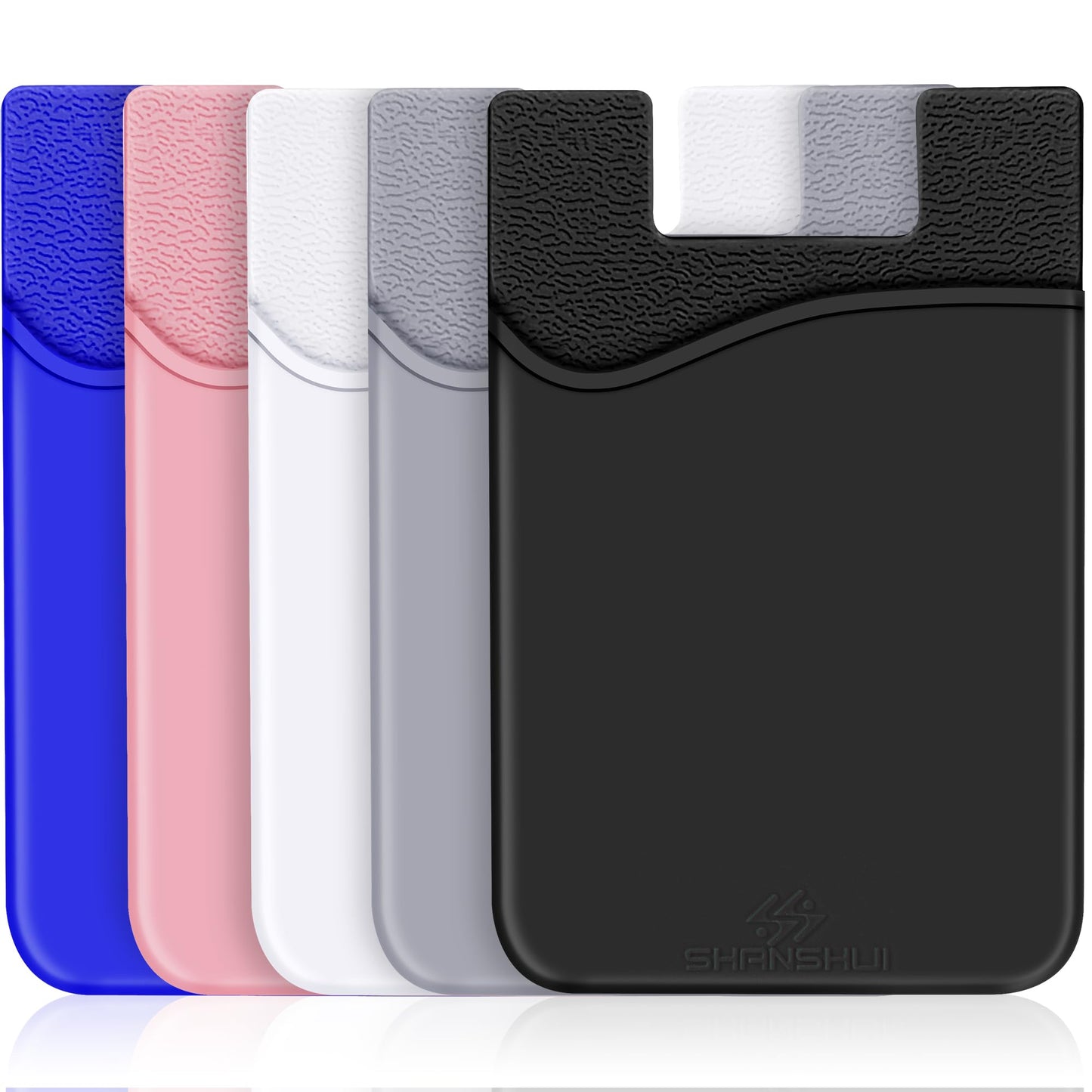 SHANSHUI Card Holder for Phone, Adhesive Phone Wallet Credit ID Business Card Holder Silicone Pocket Stick on Compatible with iPhone & All Smartphones