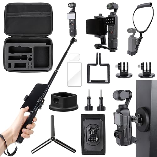 Accessory Kit for DJI Osmo Pocket 3, Magnetic Mount,Selfie Stick,Tripod,Phone Holder,Neck Mount,Backpack Clip Mount,Carrying Case,Desktop Mount