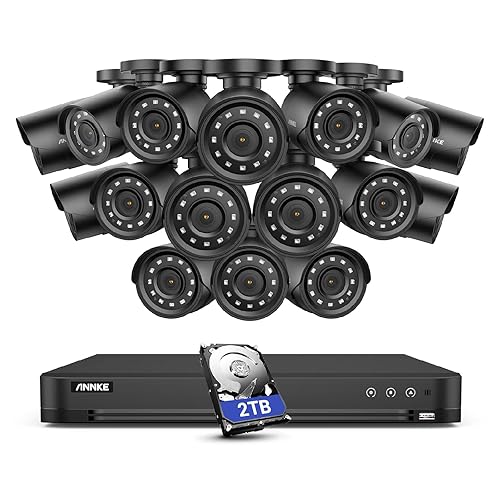 ANNKE 32-Channel Security Camera System, H.265+ 1080P Video AI DVR Recorder with 2TB Surveillance Hard Drive and (16) 2.0MP Weatherproof CCTV Camera