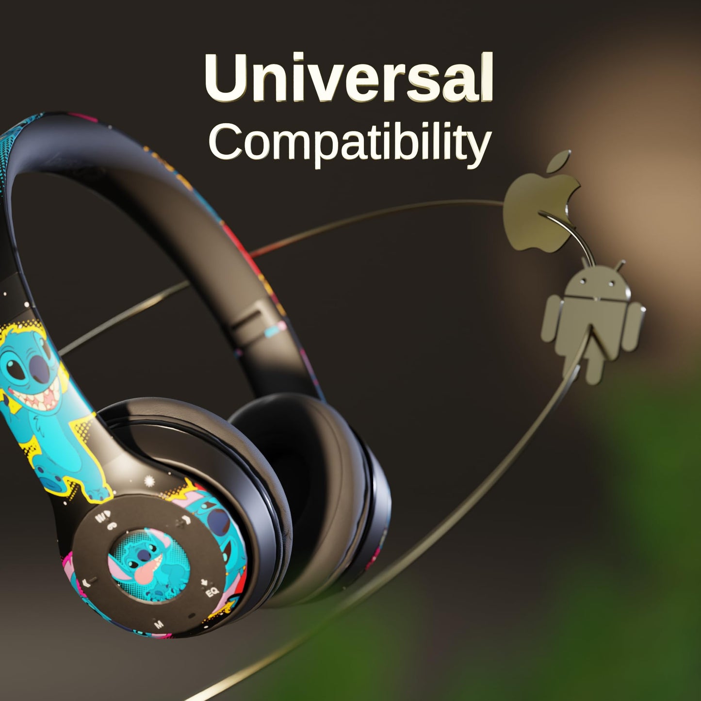 iJoy Disney Lilo & Stitch Bluetooth Over-Ear Headphones, Wireless Foldable Headset with Built-in Microphone for Adults and Kids, Comfortable…