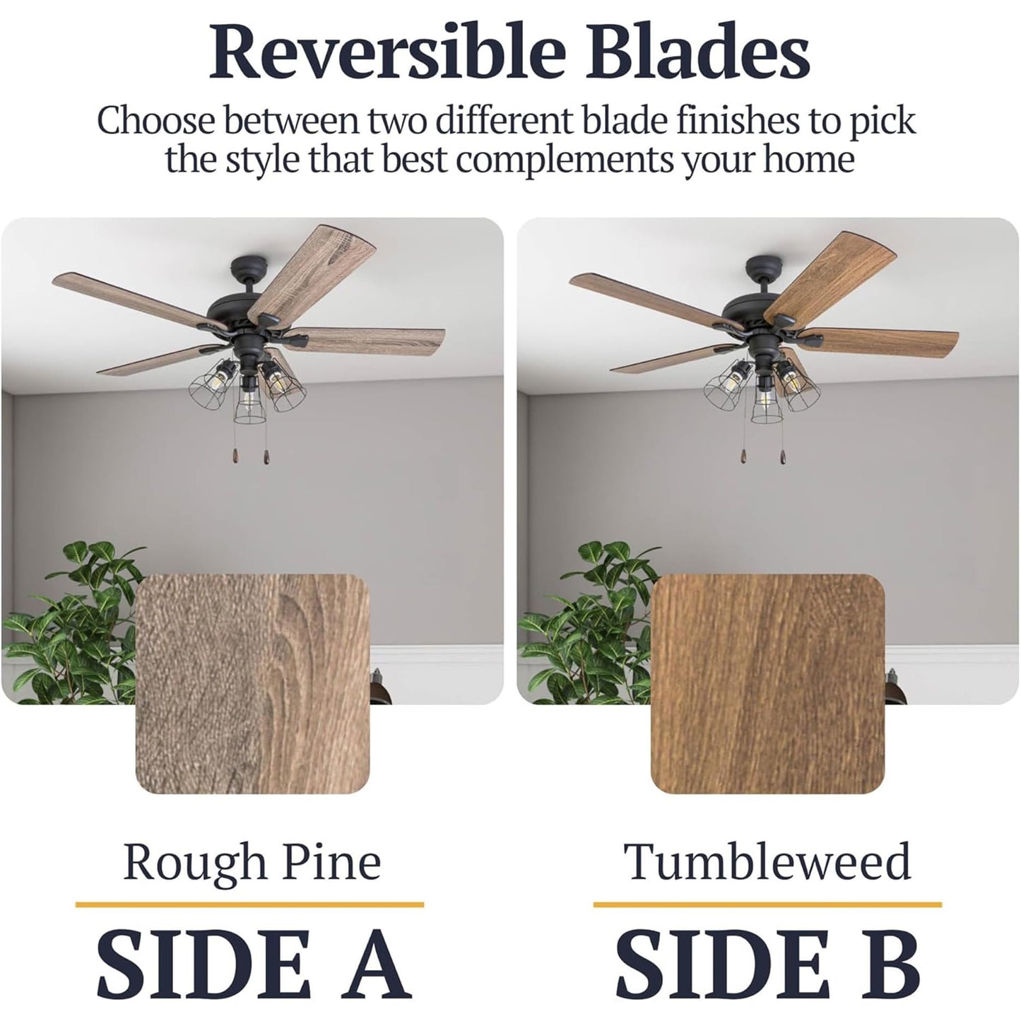 Prominence Home Lincoln Woods 52 Inch Ceiling Fan with LED Light, Pull Chain Control, 5 Blades with Reversible Motor and Tri-Mount Options, Bronze