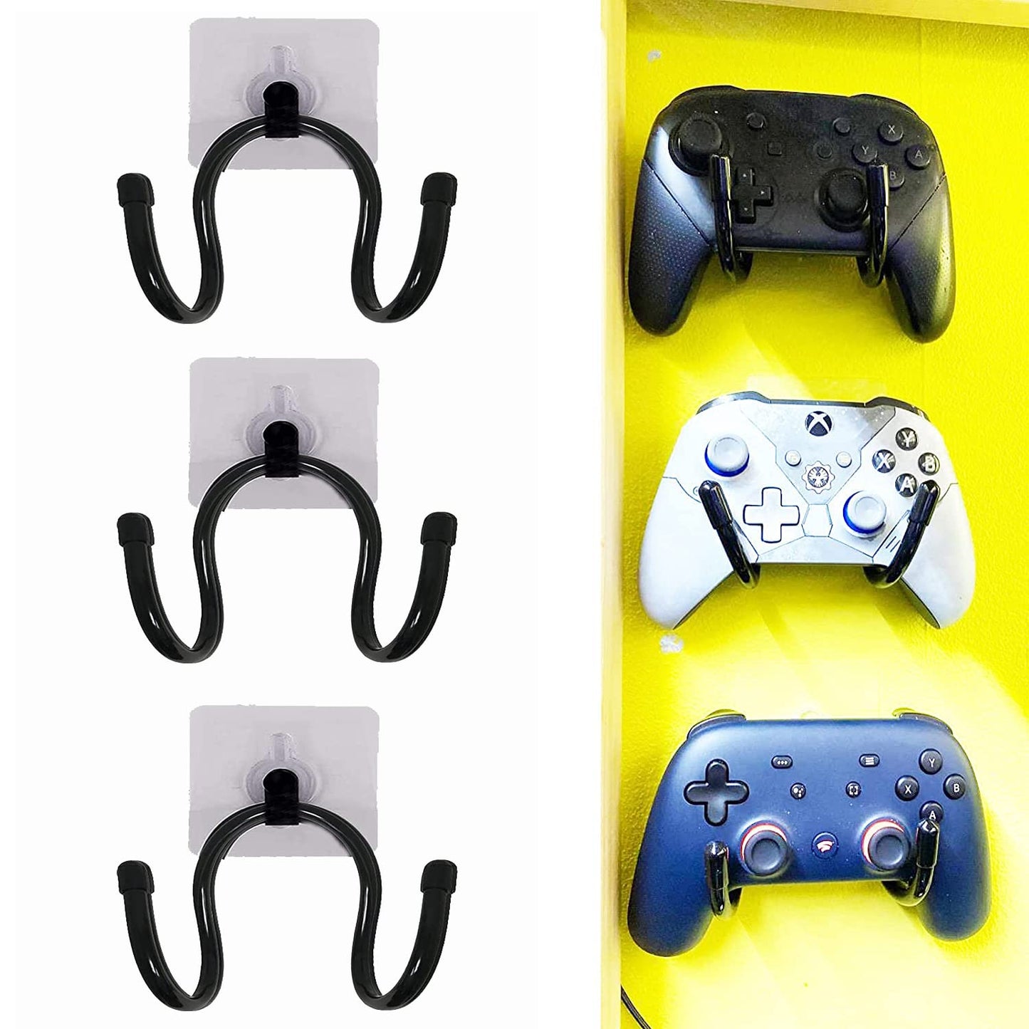 Pmsanzay 3 Pack Universal Self-Adhesive Game Controller Wall Mount Storage Organizer Stand Holder Hanger for Xbox One PS4 Switch Pro