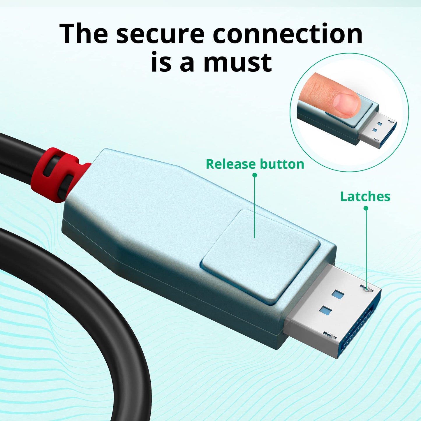 Pacroban 16K DisplayPort to DP 2.0 Cable (10ft) 80Gbps with Latches, 16K 60Hz, 8K 120Hz, 4K 240Hz, 1080p 240Hz, Bandwidth of 80Gbps, Dynamic HDR