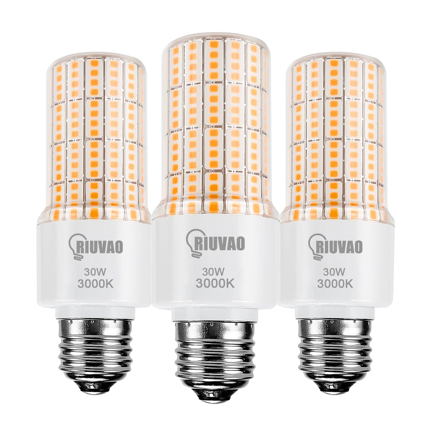 RIUVAO LED Corn Light Bulb 300w Equivalent 3750Lumen 3000K Cool Daylight White 30W E26/E27 Base Ceiling Fan Led Light Bulb for Home Garage Warehouse