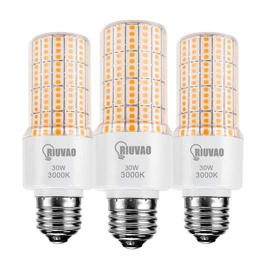 RIUVAO LED Corn Light Bulb 300w Equivalent 3750Lumen 3000K Cool Daylight White 30W E26/E27 Base Ceiling Fan Led Light Bulb for Home Garage Warehouse
