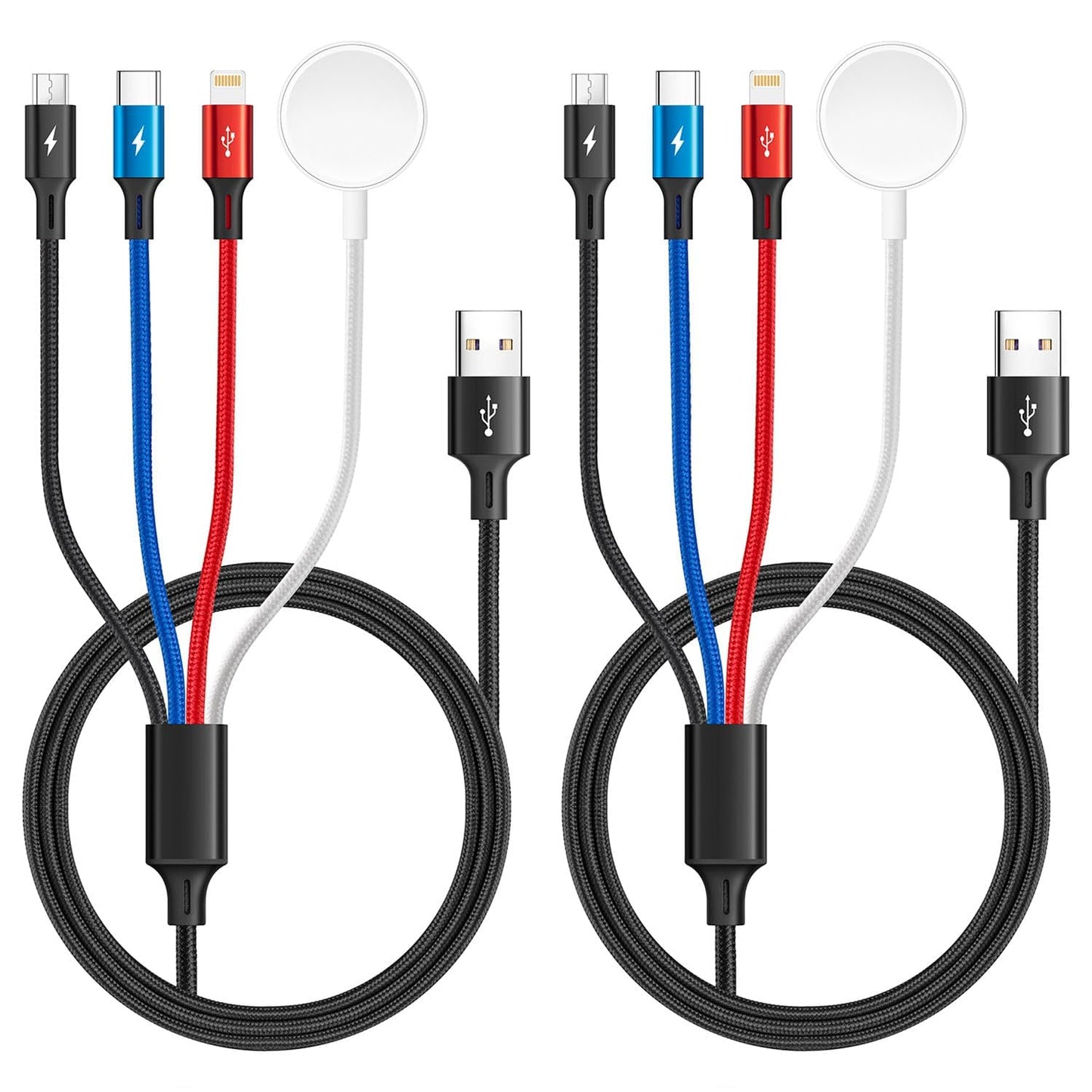 Multi Charging Cable Nylon Braided USB C/Lightning/Micro Port Compatible for Apple Watch Charger USB Magnetic Wireless Charger iWatch Series