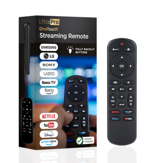 UltraPro OneTouch Backlit Remote Control for Smart TV, Samsung, LG, Sony, Vizio, Roku, Fire TV, Replacement, Black, 83758