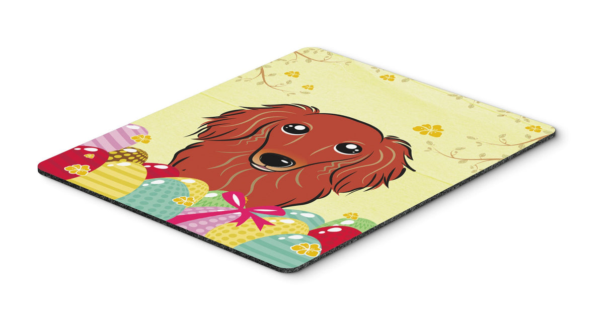 Caroline's Treasures BB1896MP Longhair Red Dachshund Easter Egg Hunt Mouse Pad, Hot Pad or Trivet for Home Office Gaming Working Computers Laptop