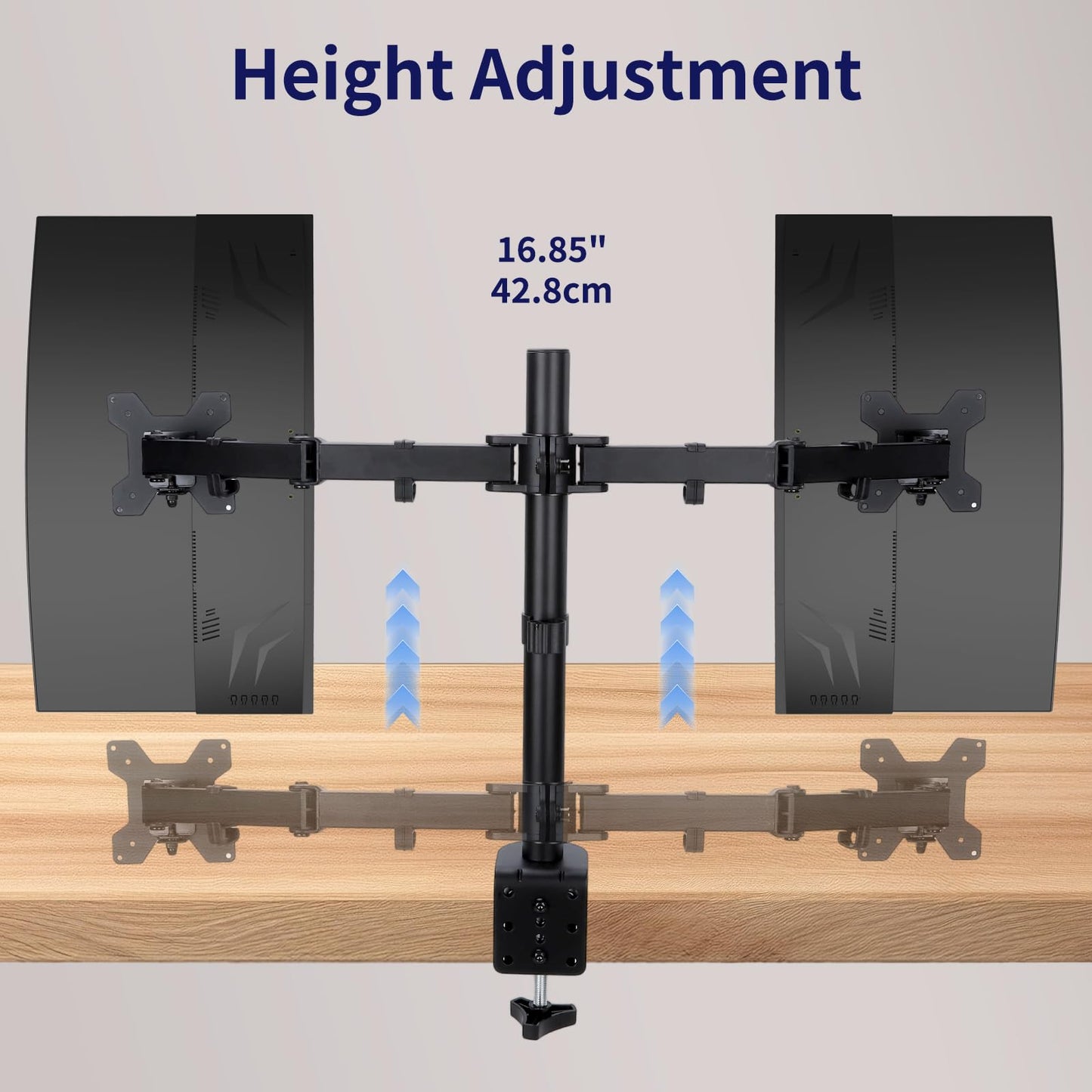 Livotica Dual Monitor Mount, Fully Adjustable Dual Monitor Stand for 13"-32" Screens, Holds up to 22lbs per Arm with C-Clamp & Grommet Base
