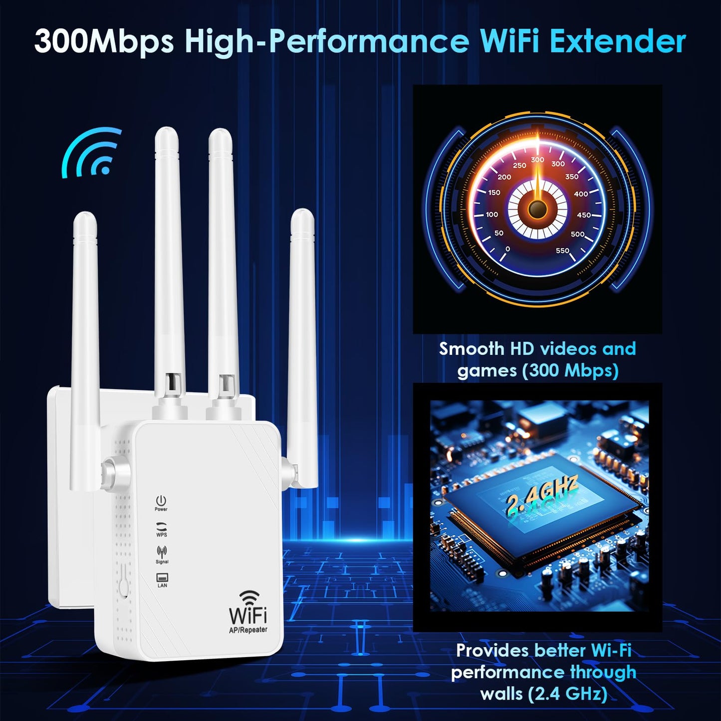 2026 WiFi Extender Signal Booster,Dual-Band WiFi Booster (2.4 GHz), Covers Up to 9,999 Sq. Ft., Easy Setup, Ethernet Port and Access Point Mode,Stable