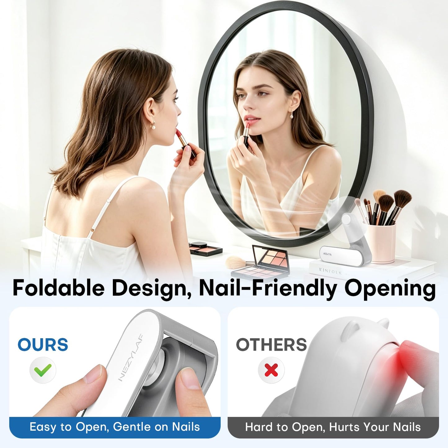 Nezylaf Portable mini handheld Fan, small Rechargeable Personal Fan for 9-15 Hours Runtime, Pocket Design for Travel/Women