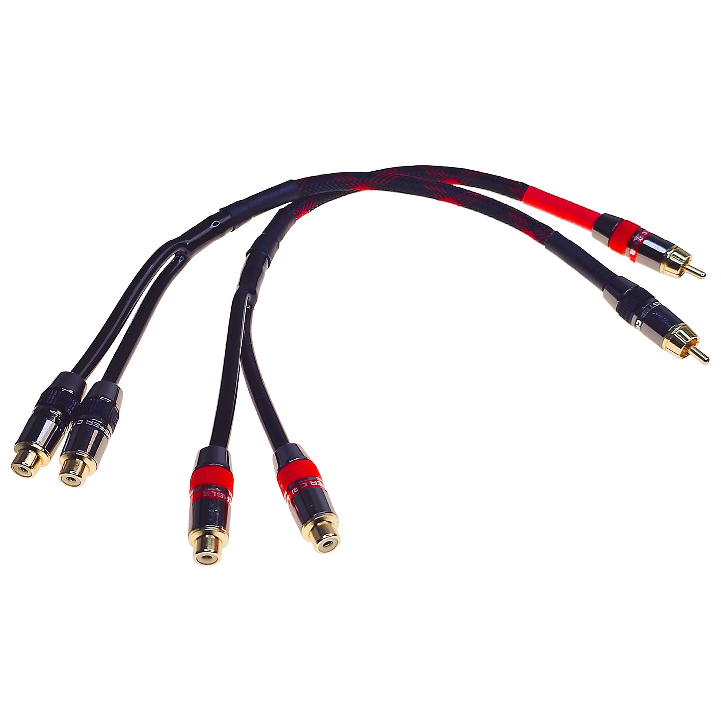 CDPMWVC 1ft RCA Y Splitter Cable 1 Male to 2 Female, Gold Plated Shielded Audio Cable for Subwoofer, Amplifier and Home Theater (2-Pack)