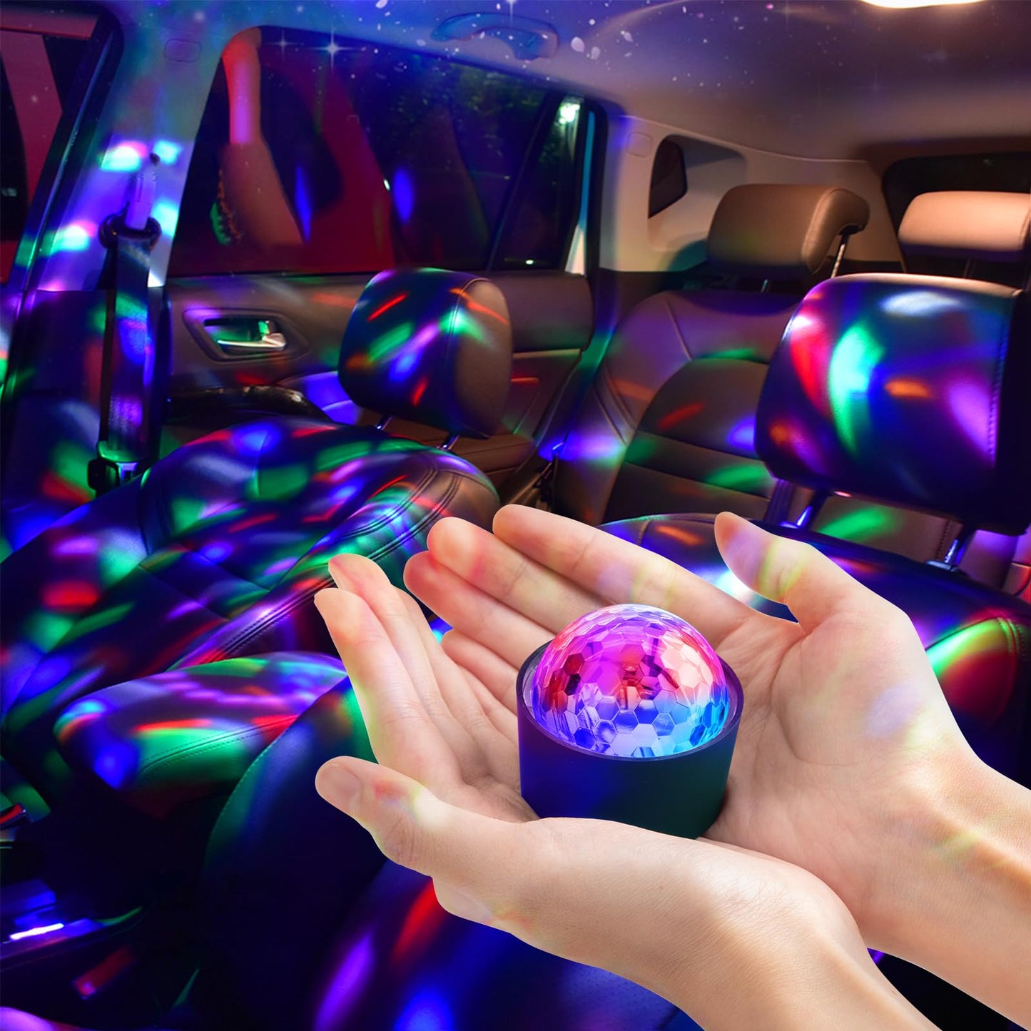 Disco Ball for Car Disco Lights with Sound Activated Multicolor Lights Mini Disco Ball DJ Disco Lights for Car Room Music Lights (Music