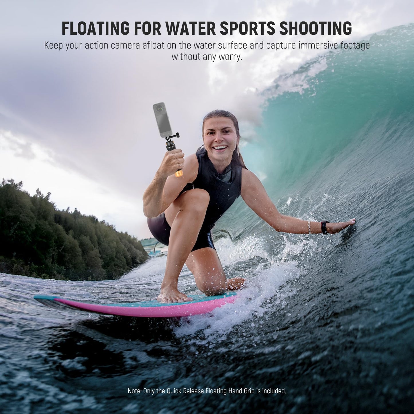 Neewer Floating Hand Grip for Action Camera with Quick Release Mount Adapter, 1/4" Screw Adapter & Wrist Strap, Underwater Handle Stick Accessories
