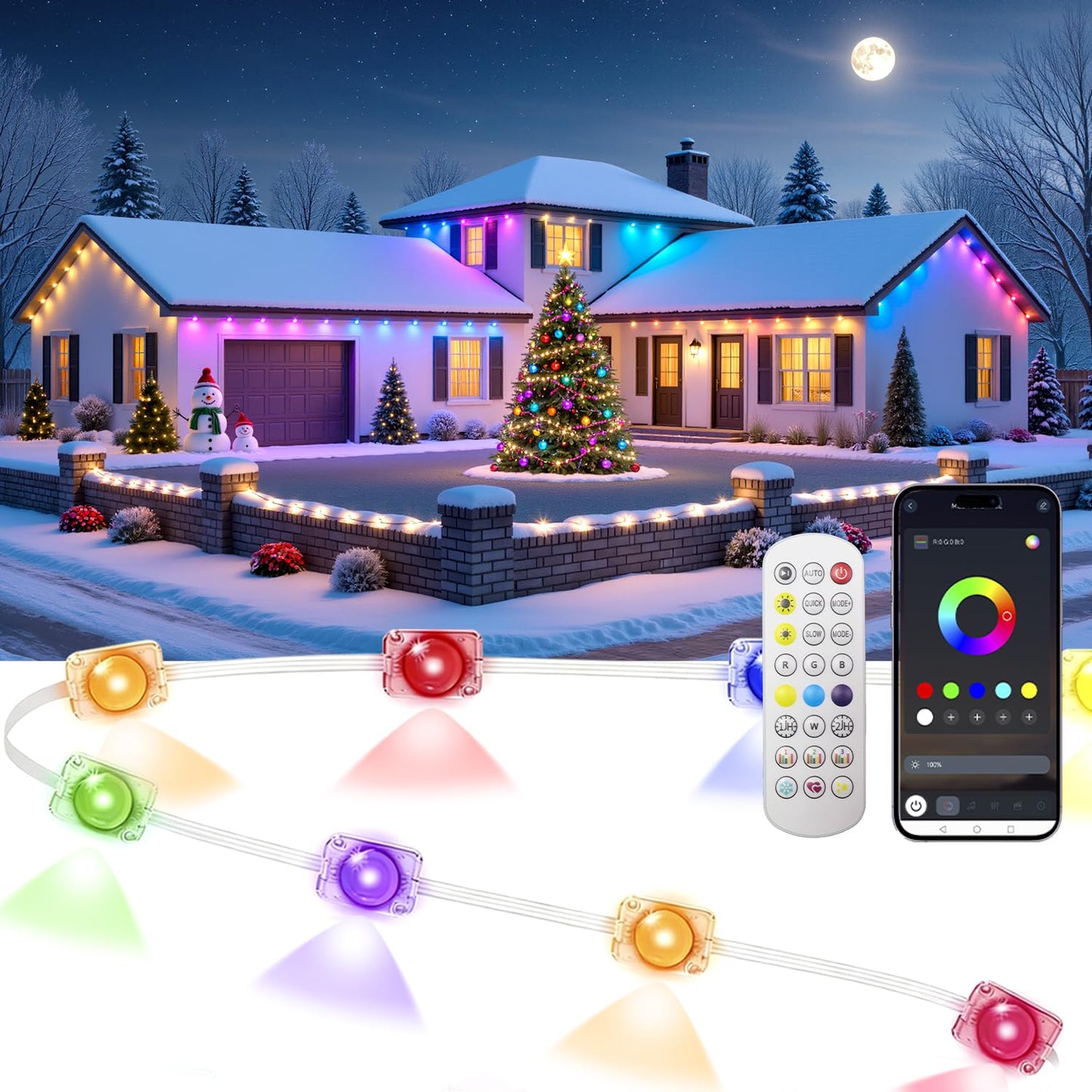 ARGANOL Smart Permanent Outdoor Lights 50ft with Music Sync