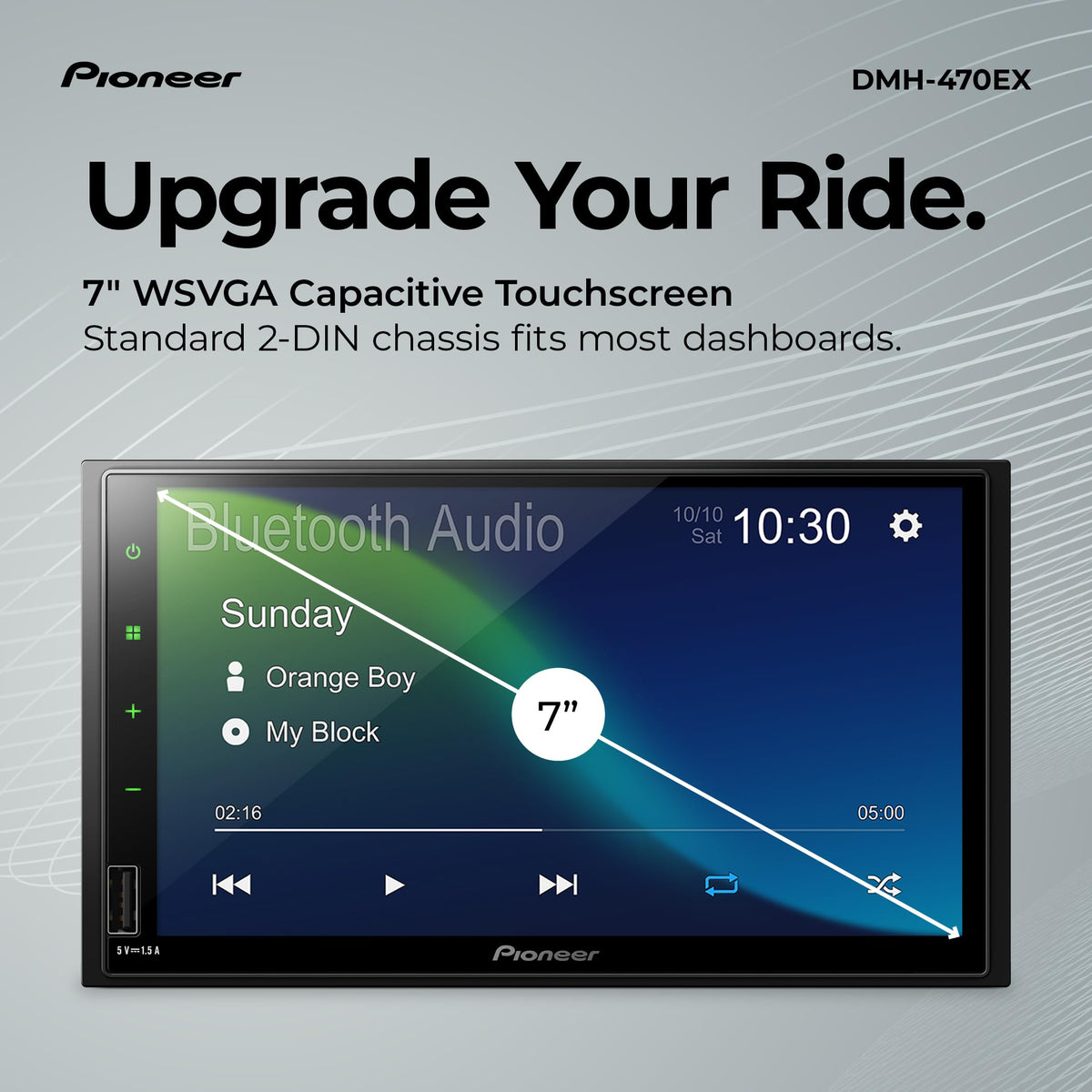 Pioneer DMH-470EX 7" Touchscreen Double Din Car Stereo