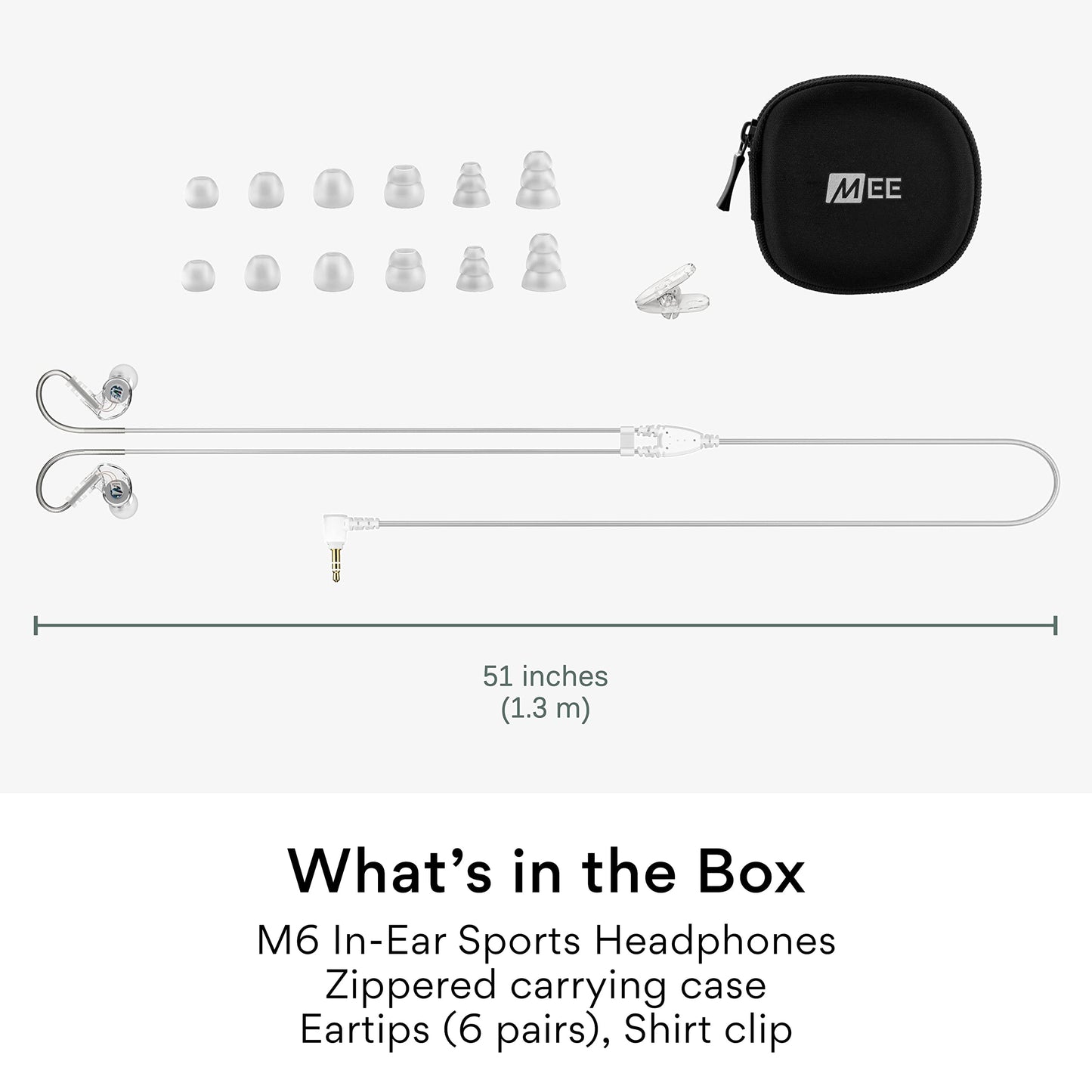 MEE audio M6 Sport Wired Earbuds, Noise Isolating In Ear Headphones, Sweatproof Earphones for Running/Gym/Workouts with Dynamic Enhanced Bass Sound