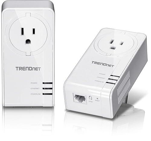 TRENDnet Powerline 1300 AV2 Adapter with Built-in Outlet Adapter Kit, Includes 2 x TPL-423E Adapters, IEEE 1905.1 & IEEE 1901, Gigabit Port, Range Up