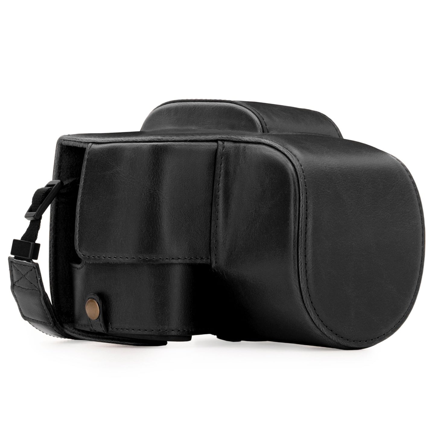 MegaGear Panasonic Lumix DC-FZ80, FZ82 Ever Ready Leather Camera Case and Strap, with Battery Access - Black - MG1223