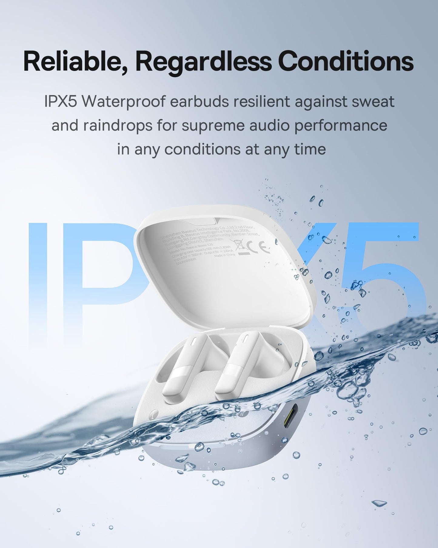 Baseus E20 True Wireless Earbuds, 12mm Drivers with Powerful Bass, 33H Long Playtime, IPX5 Water-Resistant, 2 ENC Mics for Clear Calls, Bluetooth 5.3…
