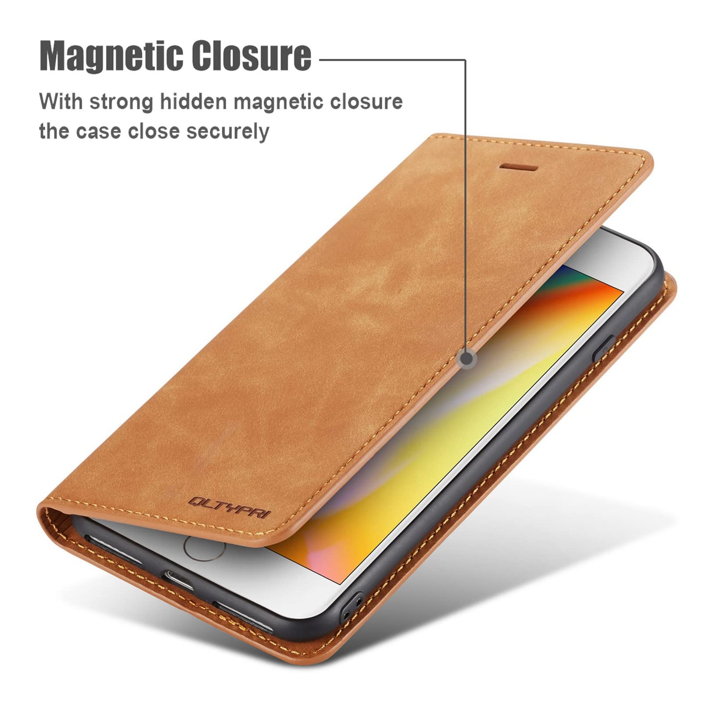 QLTYPRI Case for iPhone SE 2022 5G/SE 2020/8/7, Premium PU Leather Cover TPU Bumper with Card Holder Kickstand Magnetic Adsorption Flip Wallet Case