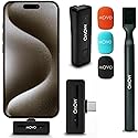 Movo Wireless Mini UC Ultra Compact Wireless Lavalier Microphone for iPhone 15/16/17 and up with WMX-HM Handheld Adapter - Lapel Mic with Handle Mount