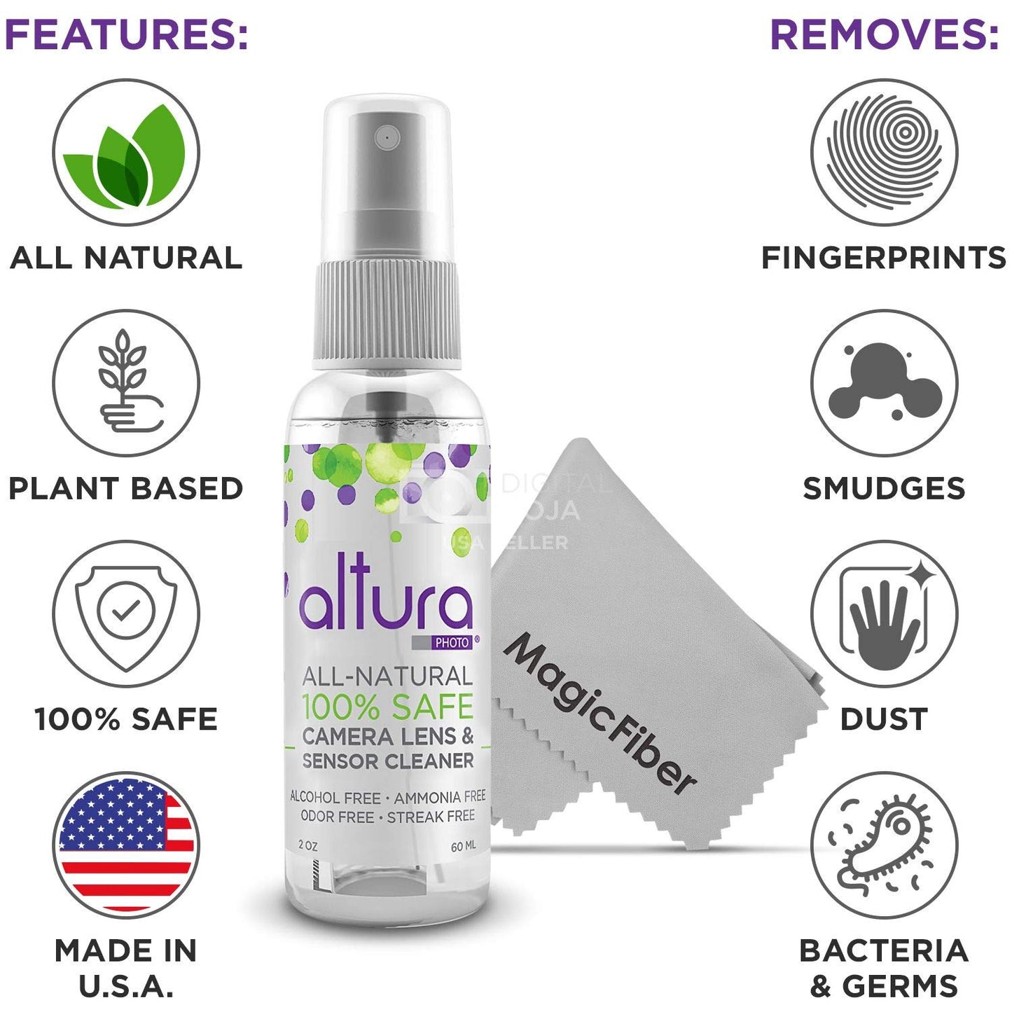 Altura Photo Professional Camera Cleaning Kit for Full Frame DSLR & Mirrorless Cameras - Lens and Sensor Cleaner - Includes Case, Spray, Swabs