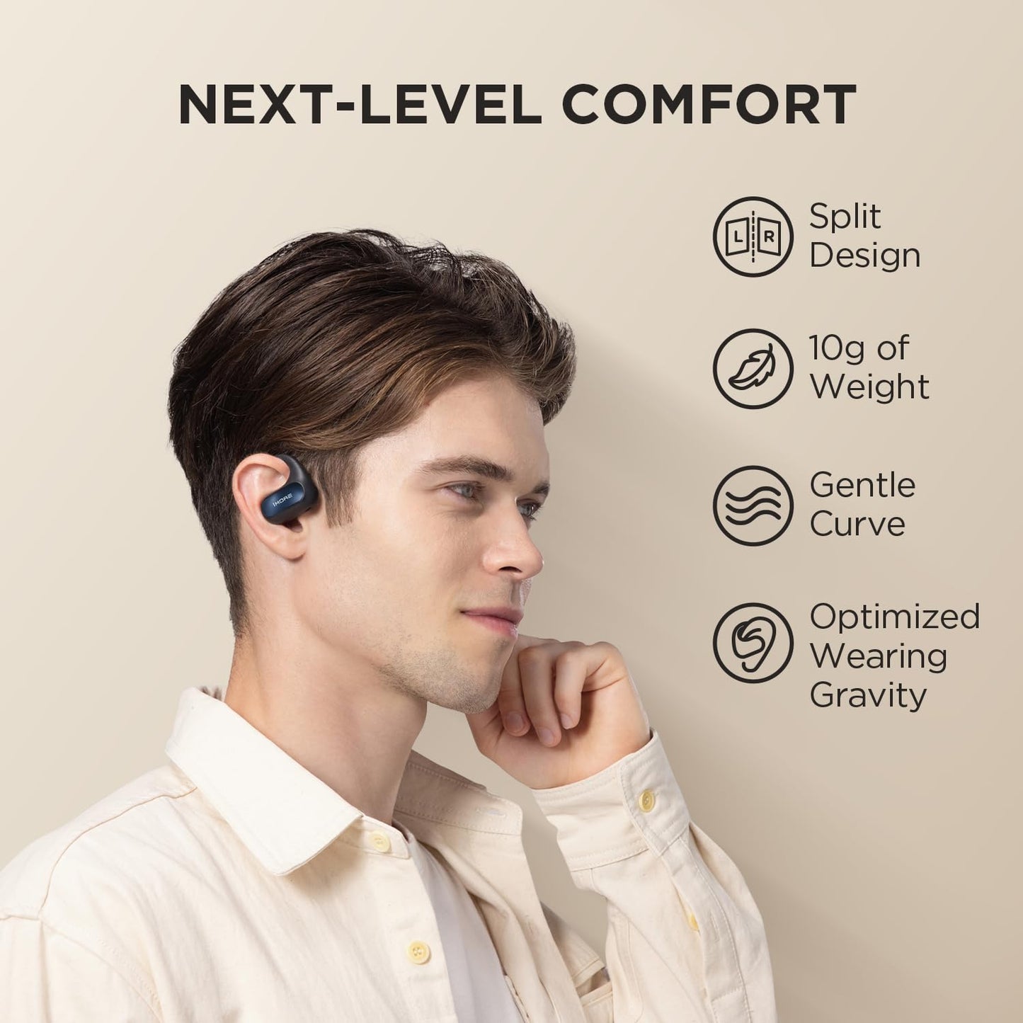1MORE Fit SE S30 Open Ear Headphones, Wireless Bluetooth Headphones with 4 Microphones for Clear Calls, Sports Earbuds Split Design with Earhooks…