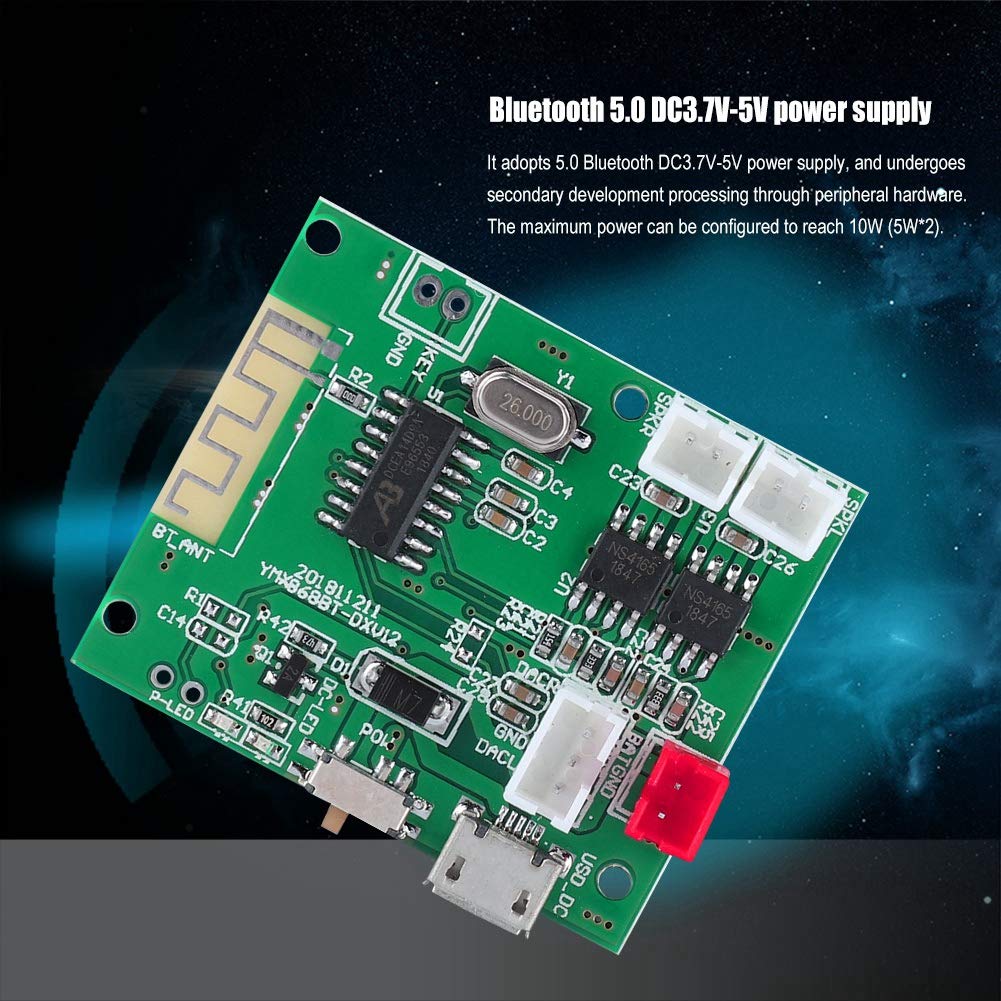 2 * 5W Amplifier Board, DC 3.7V-5V Bluetooth 5.0 AUX Audio Input Power Amplifier Board Hands