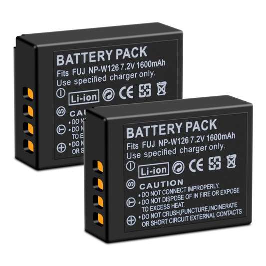 SUGUBU 2-Pack NP-W126/NP-W126S Battery(1600mAh) for Fujifilm X-T100 X-T200 X100F X100V X-S10 X-A3 X-A X-A10 X-E2S X-E3 X-E4 X-H1 X-M1 X-Pro2 X-Pro3