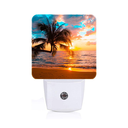 FSHVQKD Summer Sunshine Beach Night Light,Plug Into Wall Decor for Stairway,Hallway,Kitchen,Dusk to Dawn Sensor Nightlights for Boys/Girls/Women/Men