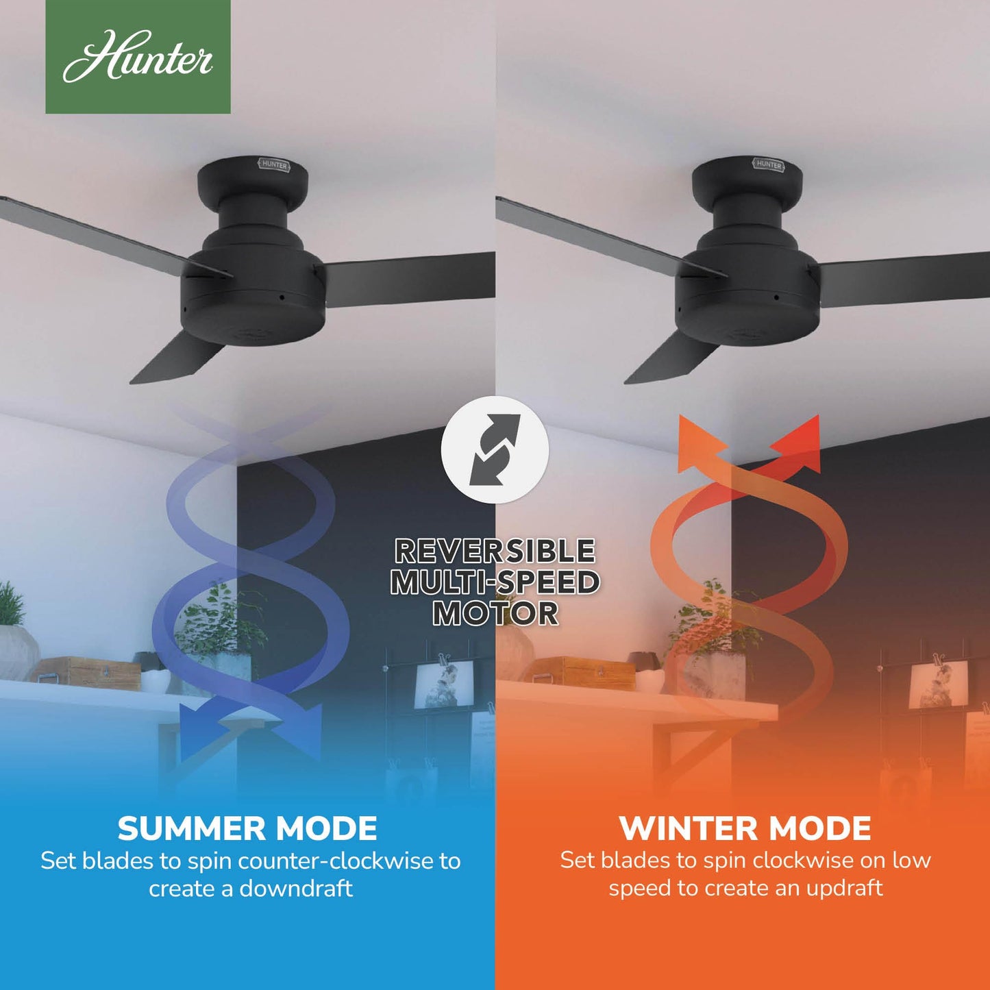 Hunter Presto, Indoor, Ceiling Fan, No Light, Modern, 44 inch, Matte Black
