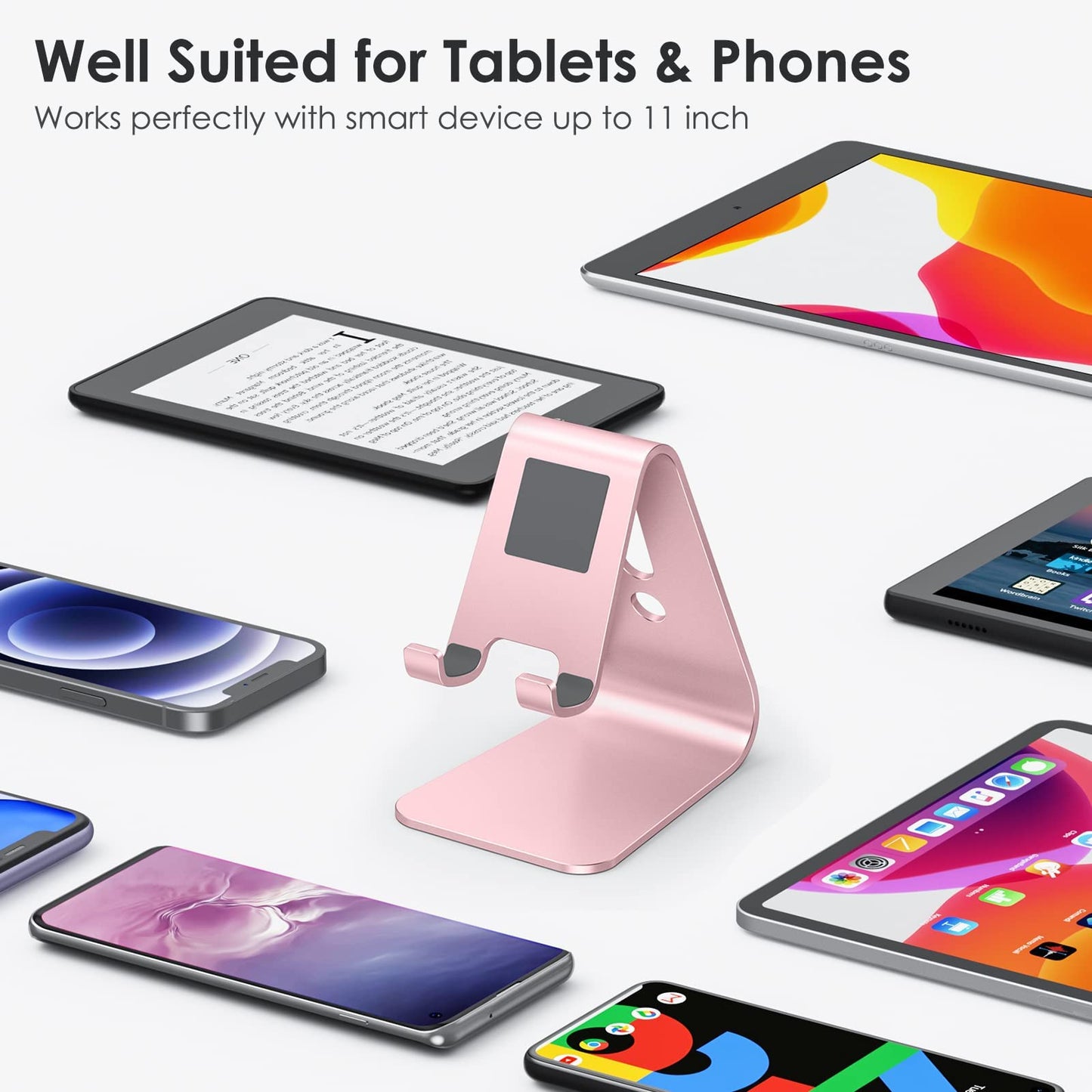 OMOTON Upgraded Aluminum Cell Phone Stand for Desk, C1 Durable Cellphone Dock with Protective Pads, Smart Stand Designed for iPhone17, 16/15/14/13 Pro