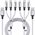 Multi Charging Cable, 10ft 2Pack Multi Phone Charger Cable Braided Universal 3 in 1 Charging Cord Extra Long Multiple USB Cable with USB C, Micro USB